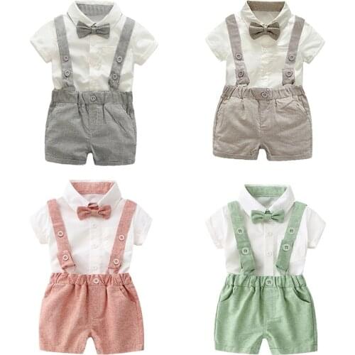 2021 New Infant Baby Boys Gentleman Beard Romper Suspenders Strap Shorts Set Outfits Childrens clothing baby Boys Clothes Set