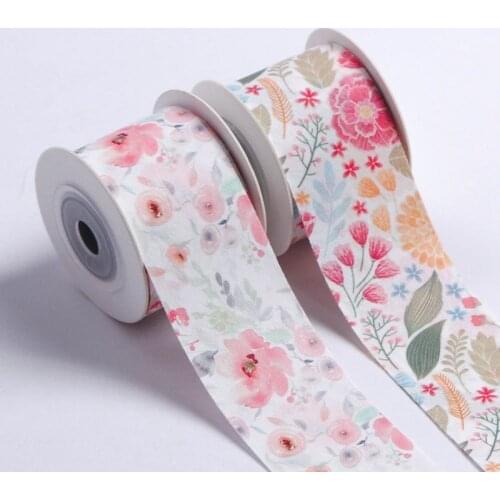Korean Sweet Flowers Green Leaves Ribbon Peony Webbing Fresh Jacquard Ribbon DIY Dress Hairwear Bowknot Fashion Woven Tape