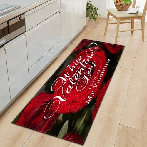 Kitchen Mat Home Entrance Doormat Bedroom Living Room Decor Carpet Valentines Day Hallway Balcony Bathroom Anti-Slip Floor Rugs