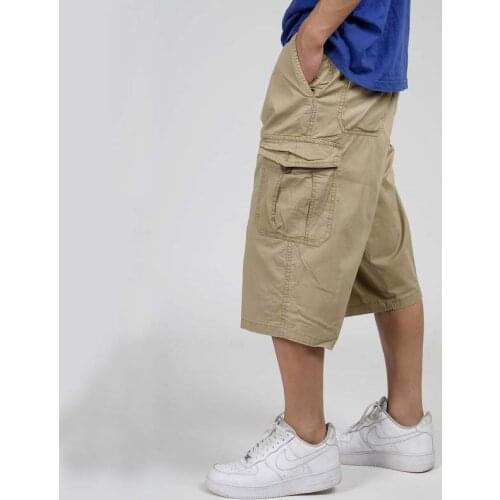 Summer Mens Shorts Beach Cargo Shorts Cotton Casaul Loose Hip Hop Harem Shorts With Pockets Wide Leg Thin Shorts Big Size 6XL