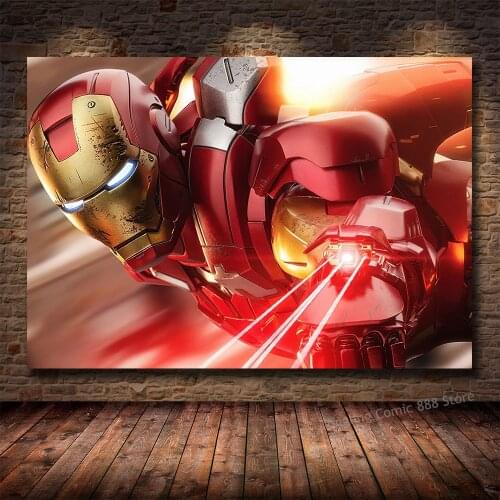 Marvel Superhero Iron Man in Battle Canvas Painting Poster Classic Wall Art Prints Interior Decoration Mural Cuadros Decoration