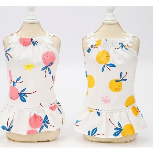 Cute Dog Dresses for Small Dogs Chihuahua Lemon Print Dress Skirt Puppy Cat Princess Clothes Apparel Vestidos Para Perritas