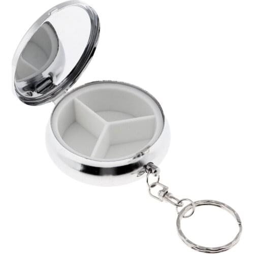 Mini 3 Compartments Eyeshadow Powder Keychain Case Pill Planner Organizer Box Mints Container for Purse Pocket