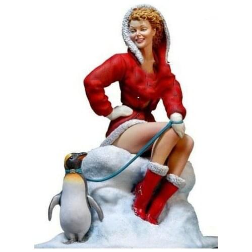 New Unassembled 1/22 80mm modern girl sit with base 80mm Resin Figure Unpainted Model Kit