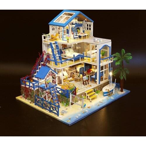 Newborn Baby Dreamlike DIY Assembled Cabin Miniature Dollhouse Wooden Beautiful House Model Mini Puzzle Toys Art Christmas Gift