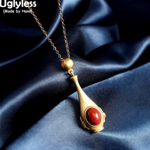 Uglyless Novel Vase Bottle Pendants Necklaces for Women Gold Constellations Gifts Jewelry for Aquarius Agate Necklace 925 Silver