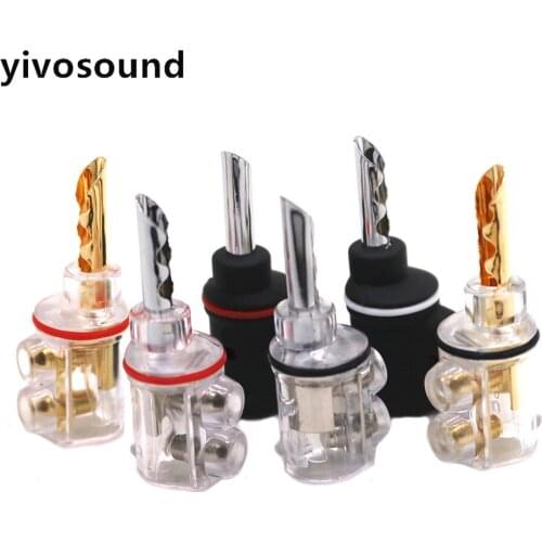 Yivosound HIFI pure copper gold plated banana HIFI speaker wire connector fever horn wire serrated plug connector