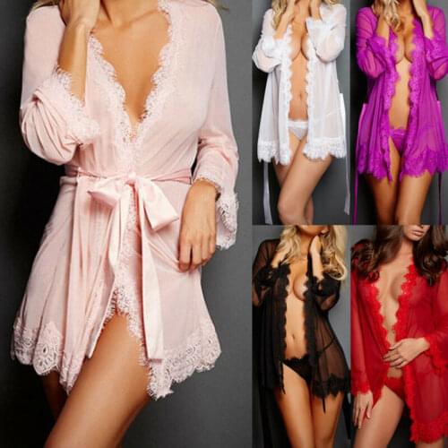 Sexy Ladies Lingerie Sleepwear Women Babydoll Robe Underwear Night Kimono Dress