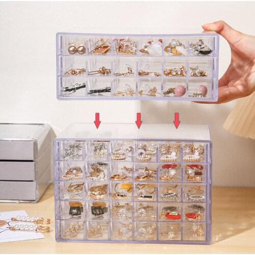 Jewelry Storage Box Jewelry Organizer Earrings Necklace Watch Display Stand Velvet Drawer Organizer Transparent Acrylic Box