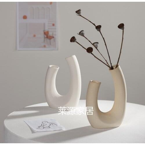 Nordic dried flower vase white ceramic home decoration flower arrangement hydroponic homestay cafe decoration crafts