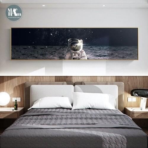 Nordic Space planet astronaut Long Picture wall Poster painting living room bedroom room head Canvas Painting Wall Art Mural