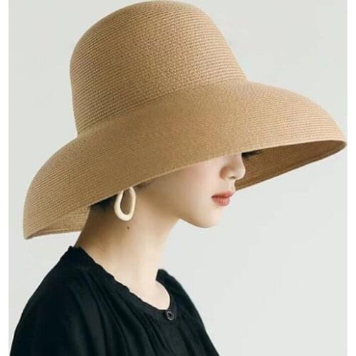 Solid Sunshade Straw Hat Womens Fashion Temperament Hat Woman Leisure Vacation Summer Sun Hats Ladies 2021