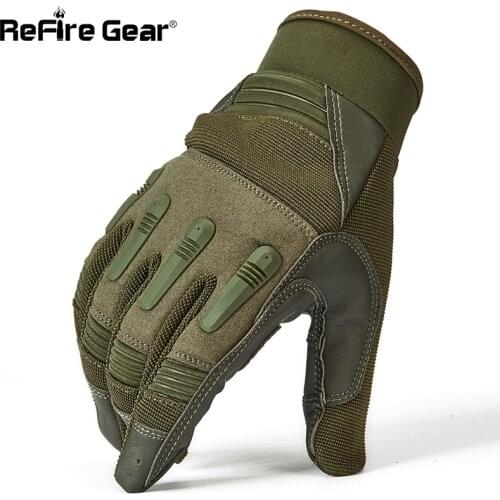 ReFire Gear Special Ops Military Tactical Gloves Men US Army Paintball Full Finger Gloves Anti-Skid PU Palm Fight Bicycle Gloves