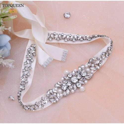TOPQUEEN S350 Crystal Beaded Wedding Belt Fast Delivery Formal Bridal Jewelry Luxury Rhinestone Belts for Prom Dresses Sash Belt