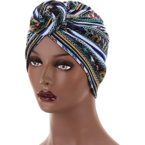 High Quality Elegant Snail Shell Shape Flower Spiral Turban Cap Printed Small Cap Fashion Base Hat India Cap Women Turban