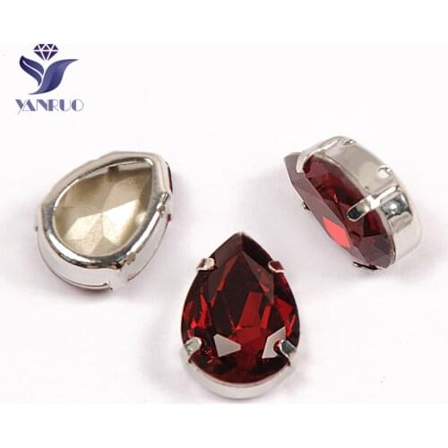 YANRUO 4320 All Sizes Siam Drop Sewn Stones Glass Strass Point Back Crystal Applique Craft Rhinestones For Dresses