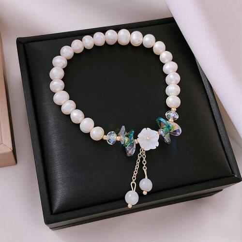 Origin Summer Temperament Shell Freshwater Pearl Beaded Bracelets for Women Multicolor Crystal Stone Flower Bracelets Jewelry
