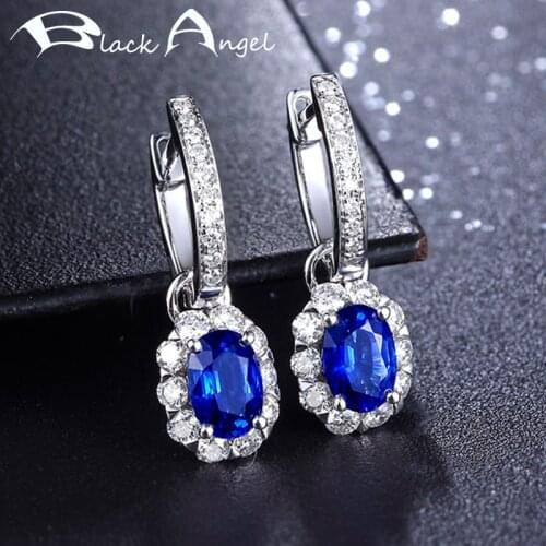 BLACK ANGEL 925 Silver Created Sapphire Ruby Tourmaline Gemstone Removable Clip Earrings for Women Fine Jewelry CZ Wedding Gift