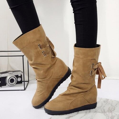 LCIZRONG Vintage Womens Boots Designer High Quality Suede Big Size 35-43 Boot Woman Warm Non-slip Flat Winter Boots Female