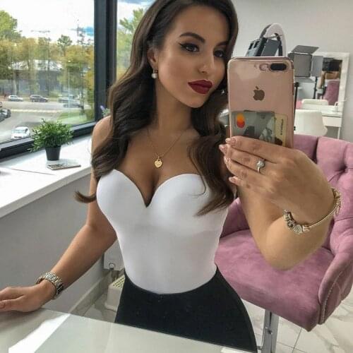DiauCharn Bodysuit Women Sexy Backless Summer Clothes Solid V-neck Thong Nude Bodycon Top Club Black Body Lady Elegant Seamless