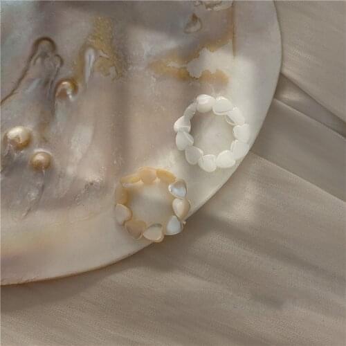 2020 Korean Retro Simple Handmade Braided Ring Elastic Adjustable Shell Love Ring For Women Jewelry Gifts Part