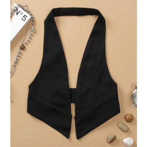 2021 Brief Fashion Women Black Plus Size Solid Summer WaistCoat Thin Backless Vest Sleeveless Colete Feminino Gilet Femme