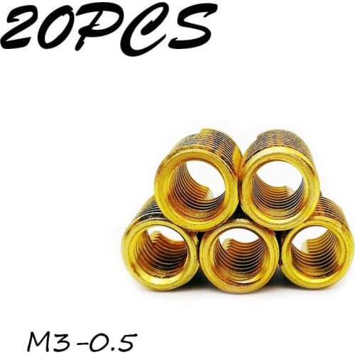 20Pcs M3-0.5 Galvanized Self Tapping insert Screw Bushing 302 Slotted Type Wire Thread Insert Nut Repair