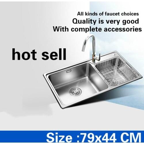 Free shipping Hot sell high quality luxury kitchen double groove sink wash the dishes durable 304 stainless steel 790x440 MM