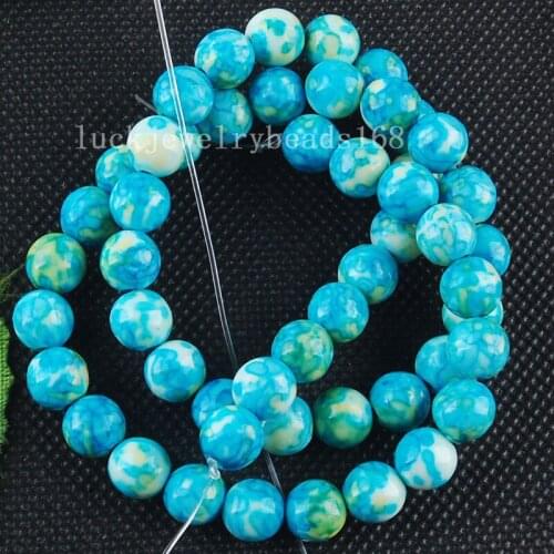 Free shipping Women Fashion Jewelry 8mm Fashion Sky Blue Jaspe Round Loose Beads 15.5" FG6289