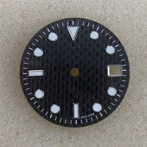 29MM Carbon Fiber Watch Dial Green Luminous Dial for NH35 Watch Movement Modification Part