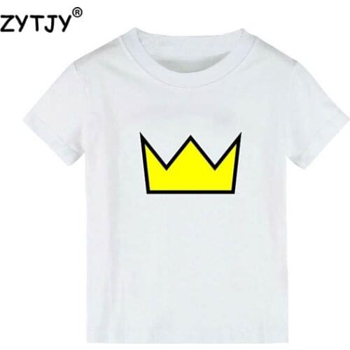 Crown Print Kids t shirt Boy Girl shirt Casual Children Toddler Clothes Funny Top Tee Drop Ship Z-18