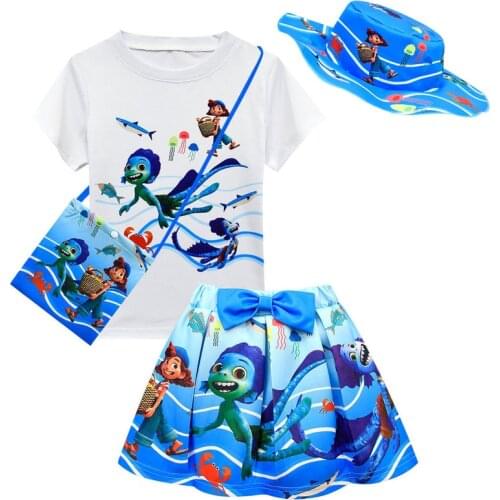 Kids Girl luca Clothing Sets Summer Baby Girls Clothes T-Shirt+Pant Dress Children jellyfish Shark crab printing Clothes Suits