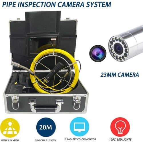 23mm Lens Industrial Pipeline Endoscope Snake Waterproof 7''HD Inspection Pipe Sewer Camera Borescope Endoscope System