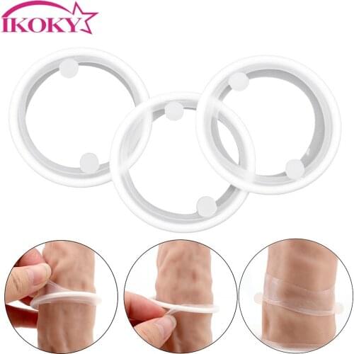 IKOKY 3 Pcs/set Lock Penis Ring Cock Ring Silicone Sex Products Delay Ejaculation Sex Toys for Men Male Foreskin Adult Products