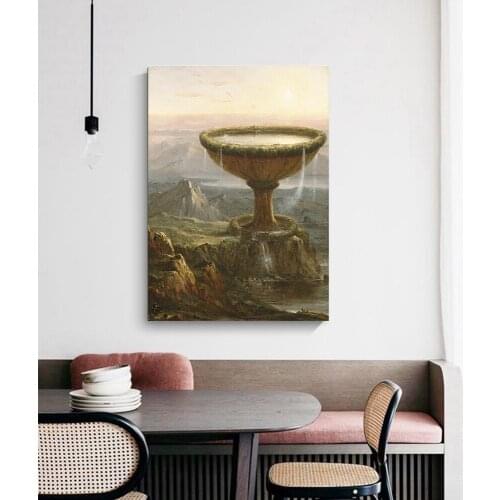 Citon Canvas Oil painting Thomas Cole《The Titans Goblet》Artwork Poster Picture Modern Wall Decor Home Living room Decoration