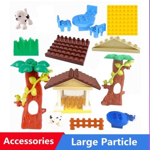 Big Size Building Blocks Dinosaur Figures Furniture Car House Accessories Compatible With Duploed Toys For Children Baby Gifts