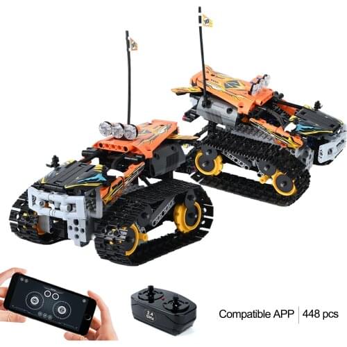 Moc APP RC Tracked Stunt Car Smart Remote Control Building Blocks Car Speed Champion Vehicle DIY Bricks Car Toys Children Gift