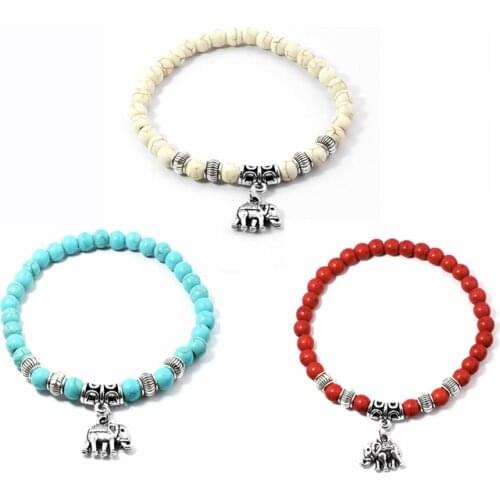 Fashion Howlite Elephant Buddha Beads Yoga Bracelet Chakra Crystal Beads Charms Stone Bracelets Jewelry
