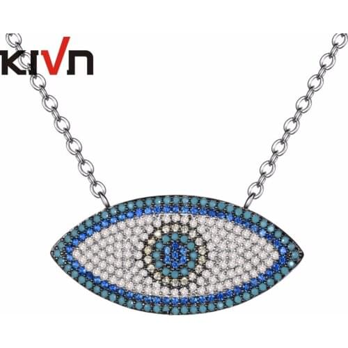 KIVN Fashion Jewelry Turkish Blue eye CZ Cubic Zirconia Womens Girls Bridal Wedding Pendant Necklaces Christmas Birthday Gifts
