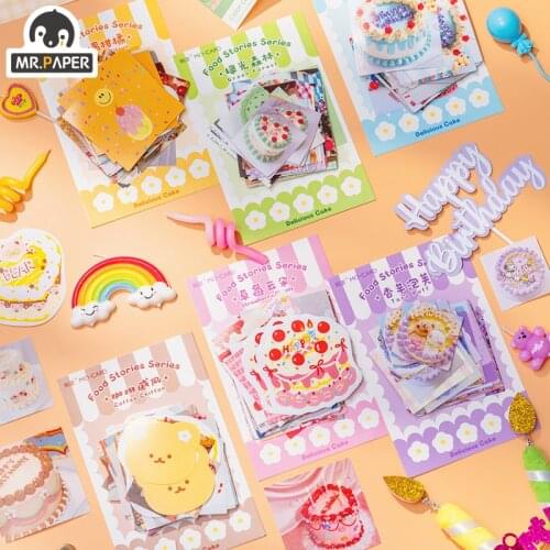 Mr.Paper 6 Design Coated Paper Sticker Packs Food Story Series Scrapbook Modeling Toys Decoration Photo Album DIY Stickers