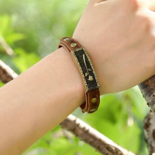 Rose 4 Styles Vintage Genuine Leather Brown Punk Wrap Men Bracelets Personality New Arrival Women Wristband Bracelets