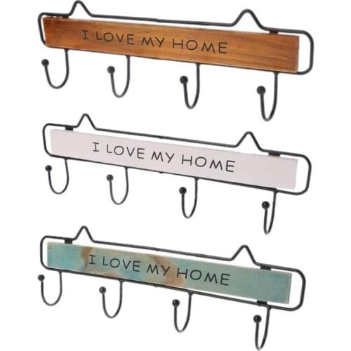 Wall Mounted Clothes Hanger 4 Hooks Hat Key Holder Laundry Coat Rack Hanging Storage Shelf For Home