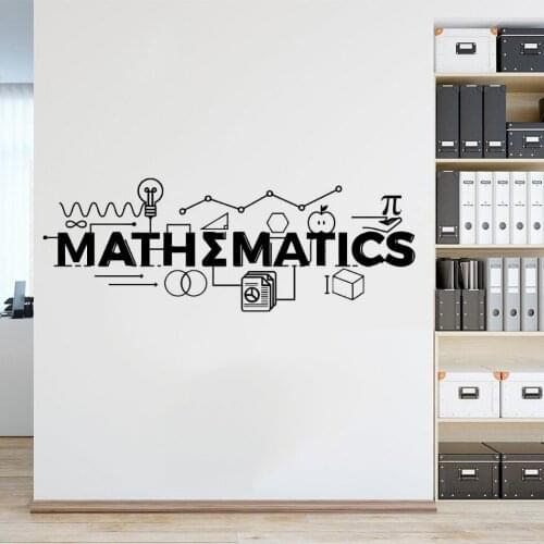 Mathematics Sign Wall Murals Math Education Wall Vinyl Decals Classroom Décor Mathematics Motivational Poster Wall Art AZ974