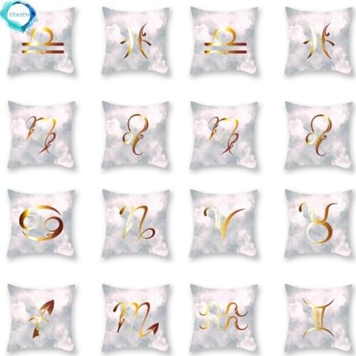 Twelve Constellation Symbol Print Pillowcase Pisces Taurus Leo Decorative Square Polyester Cushion Cover 45x45cm Fundas De Cojin