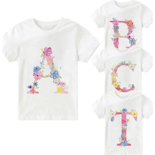 New Arrival Plant Letter Name Novelty Kids Tshirt Kawaii Casual Summer T Shirt Unisex Kids Clothing O Neck Clothes 1260