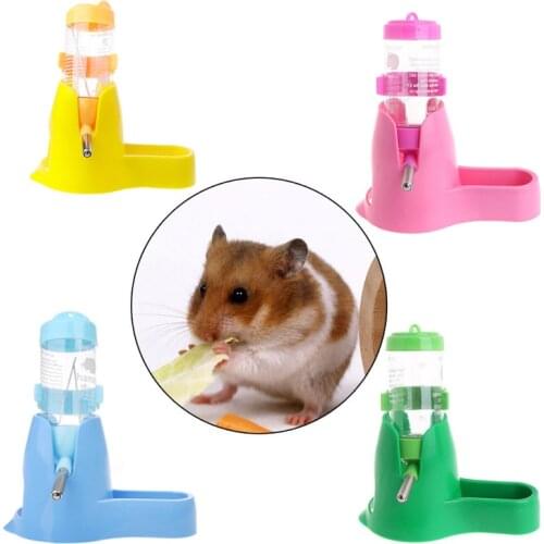 New 80ml/125ml 3 in 1 Pet Hamster Water Bottle With Food Container Drinking Feeding Rest for Small Animals Supplies 4-Color C42