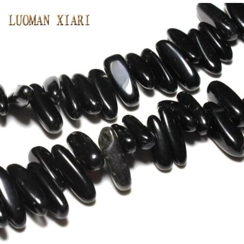 Wholesale 12-18 mm Irregular Stick Shape Black Glass Beads For Jewelry Making DIY Necklace Bracelet Material Strand 15