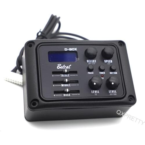 Belcat D-BOX PREAMP Acoustic Guitar Pickup 3 Band EQ with Rhythm Box with LCD Chromatic Tuner Middle Treble Bass Phase