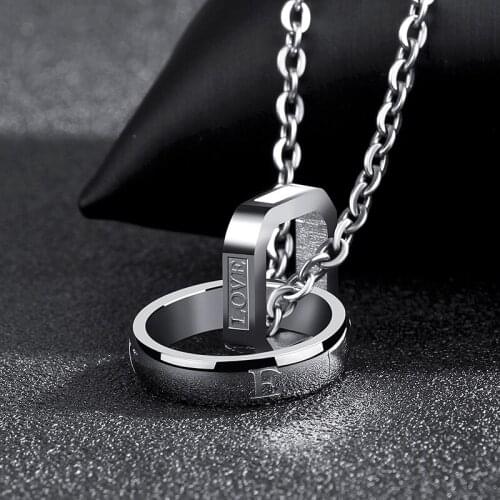 Fashion Personality Double Round Pendant Necklace Mens Titanium Steel Necklace Couple Accessories Rock Hip Hop Jewelry