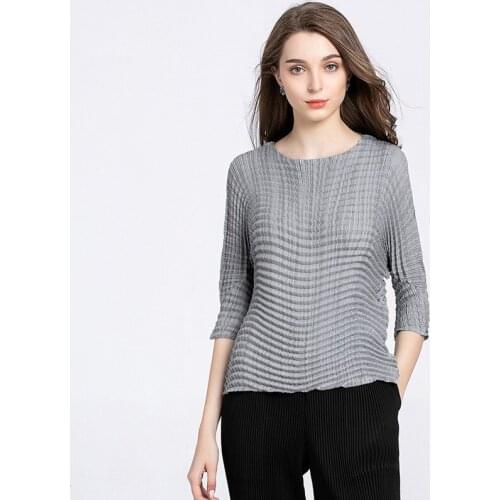 Fold Sleeve Close Fold Top Fold New Fit Close Fold Static Color Pullover Miyake Pleats Tshirt